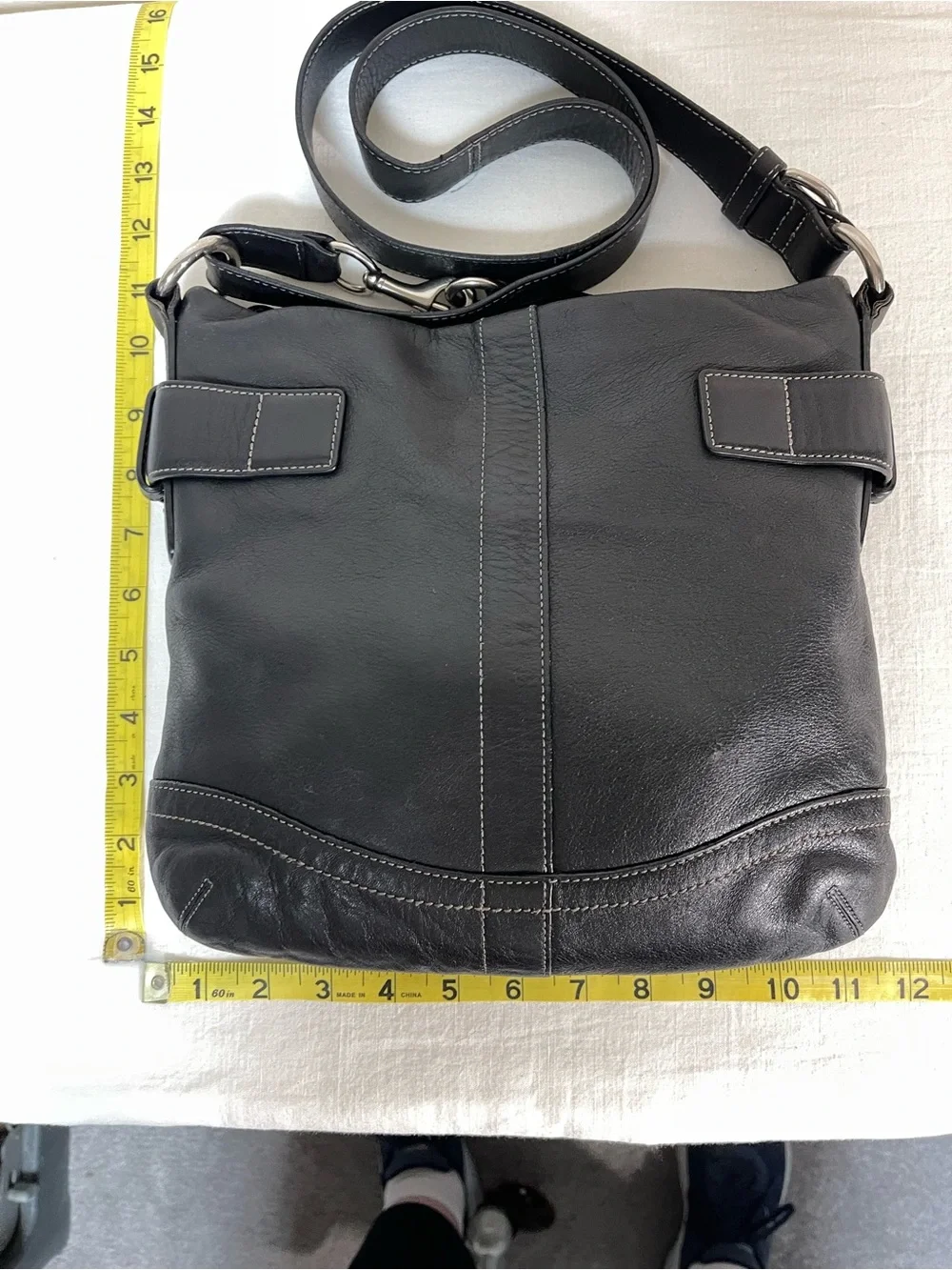 Coach SoHo Black Leather Hobo with Silver Buckle Accents